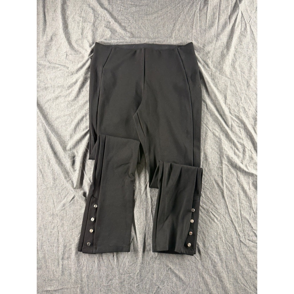 NYDJ Figure Slims Womens 10/12 Black Slim Pants Stretch Ankle Snap Detail